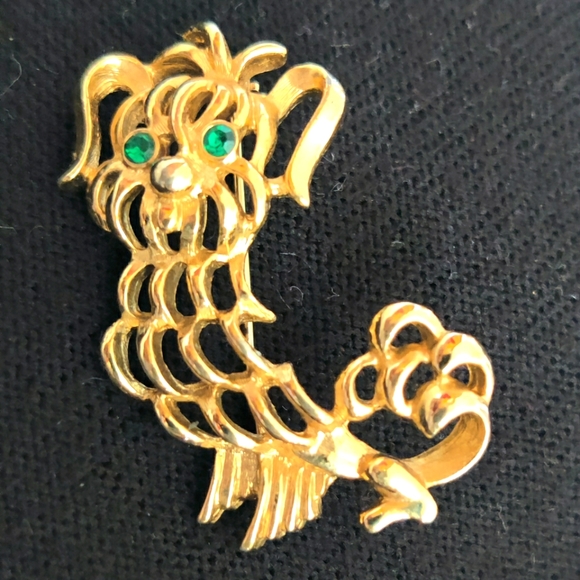 Avon Vintage Yorkie-Poodle Brooch Measurements 2” Gold Tone - Picture 1 of 3